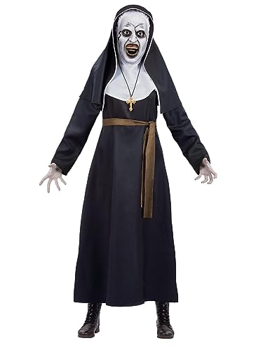 Smiffys The Nun, Valek-Kostüm, Tracht, Kopfbedeckung, Gürtel, Kreuz-Halskette und Maske von Smiffys