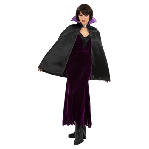 Smiffys 83054 Dark Queen Umhang mit Kragen Erwachsene, Weiblich, Schwarz, Einheitsgröße von Smiffys