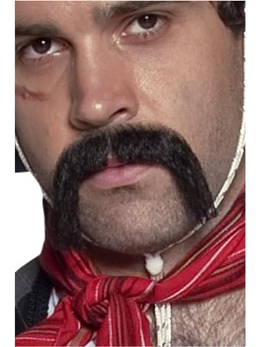 Smiffys Authentische Western Kollektion, Mexikaner-Schnauzbart, Schwarz, Selbstklebend von Smiffys
