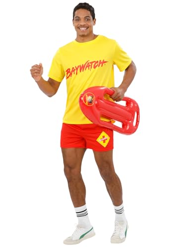Smiffys Baywatch Rettungsschwimmer Kostüm für Herren – Lizenziertes Baywatch Kostüm mit gelbem T-Shirt & roten Shorts – 90er Jahre Strandparty & TV-Thema – Medium Smiffys Baywatch Rettungsschwimmer Kostüm für Herren – Lizenziertes Baywatch Kostüm mit gelbem T-Shirt & roten Shorts – 90er Jahre Strandparty & TV-Thema – Medium von Smiffys