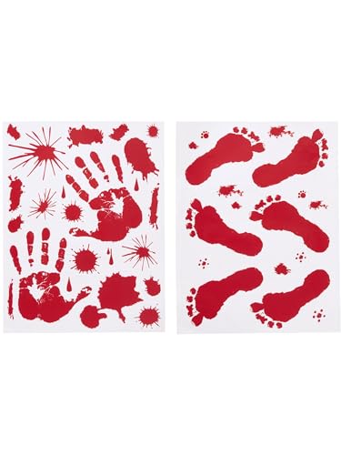 Smiffys 52955 Blutige Boden- und Fensteraufkleber-Set, Unisex-Erwachsene, transparent & rot, Einheitsgröße von Smiffys