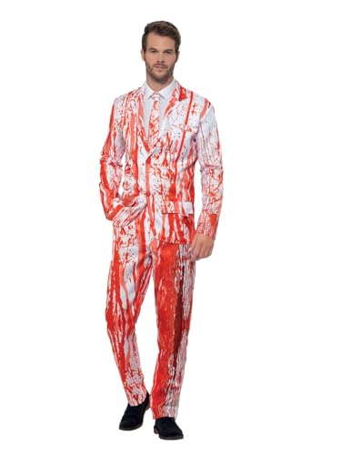Smiffys Bluttropfen-Anzug, Rot, mit Jacke, Hose und Krawatte Smiffys Bluttropfen-Anzug, Rot, mit Jacke, Hose und Krawatte von Smiffys