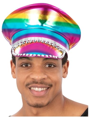 Smiffys Captains-Hut mit Metallic-Nieten, Regenbogenfarben, Schultage, Kostüme, Truppen von Smiffys