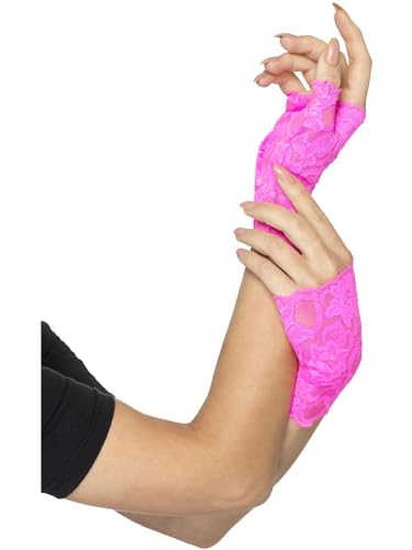 Smiffys 80er-Jahre Fingerlose Spitzenhandschuhe, Neonpink, kurz Smiffys 80er-Jahre Fingerlose Spitzenhandschuhe, Neonpink, kurz von Smiffys