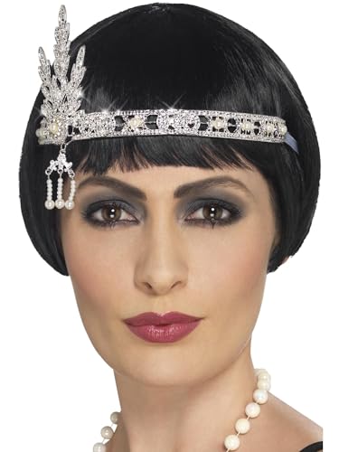 Smiffys Flapper-Stirnband, juwelenbesetzt, Silber von Smiffys