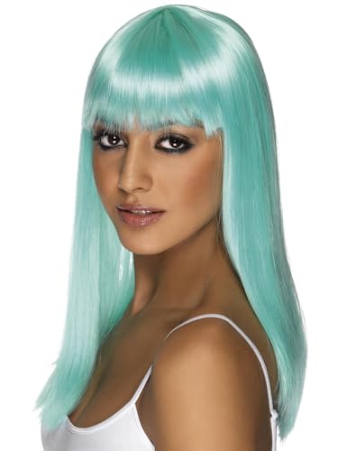 Smiffys Glamourama Perücke, Neon-Aquamarinblau, Lang, Glatt mit Pony Smiffys Glamourama Perücke, Neon-Aquamarinblau, Lang, Glatt mit Pony von Smiffys