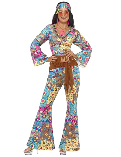 Smiffys Damen-Hippiekostüm mit Haarband bunt - M von Smiffys