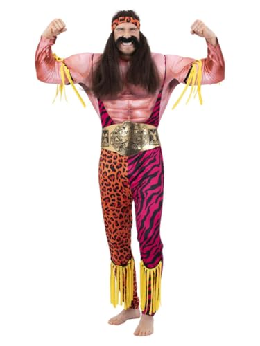 Smiffys Deluxe Herren Wrestler Kostüm All in One mit Muskelbrust & Stirnband, 1990er Jahre Fasching, 1990er Jahre Dress Up Kostüme Smiffys Deluxe Herren Wrestler Kostüm All in One mit Muskelbrust & Stirnband, 1990er Jahre Fasching, 1990er Jahre Dress Up Kostüme von Smiffys