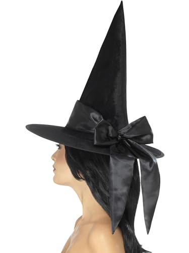 Smiffys Deluxe Hexenhut, Schwarz, mit schwarzer Schleife von Smiffys