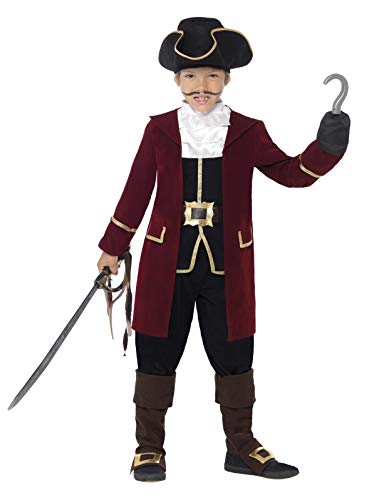 Smiffys Deluxe Piratenkapitän Kostüm, Schwarz, mit Jacket, Westenattrappe, Hosen, Halstuch und Hut, 3-4 Jahre von Smiffys