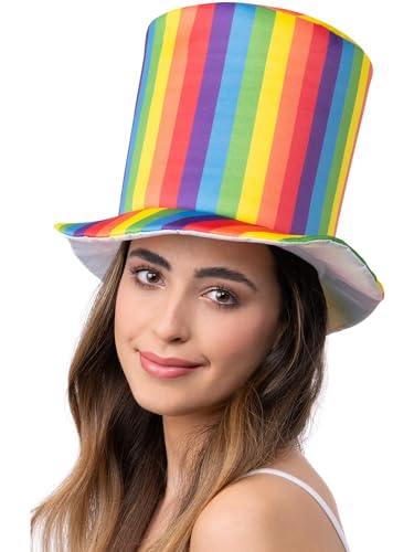 Smiffys Deluxe Pride Regenbogen-Streifenhut, Regenbogen-/Gay-Pride-Artikel, Kostüm-Zubehör für Erwachsene von Smiffys