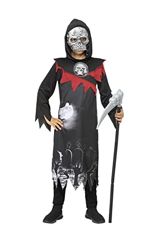 Smiffys Deluxe Sensenmann Kostüm, Umhang mit Skelettoberkörper aus EVA-Schaumstoff und Maske von Smiffys