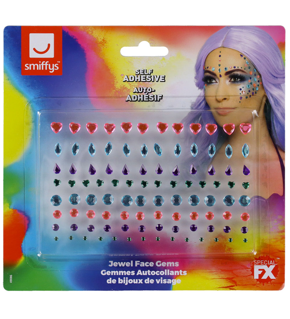 Smiffys Diamant-Gesichtsaufkleber - 100 st. - Pastel Jedes - Smiffys - One Size - Kostüme von Smiffys