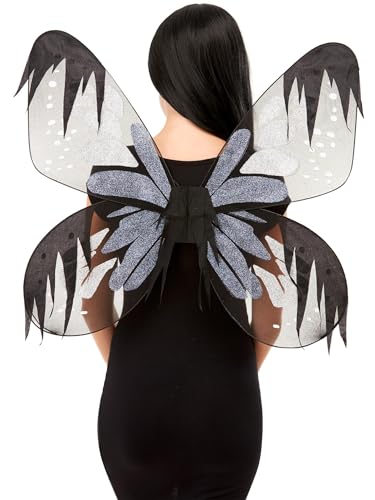 Smiffys Dunkle Botanik-Mottenflügel, Grau, 65cm/26 Zoll Smiffys Dunkle Botanik-Mottenflügel, Grau, 65cm/26 Zoll von Smiffys