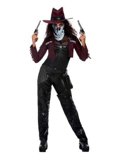 Smiffys Dunkles Western Cowgirl-Kostüm, Burgunderrot, Jacke, Lefzen, Hut, Holster & Maske Smiffys Dunkles Western Cowgirl-Kostüm, Burgunderrot, Jacke, Lefzen, Hut, Holster & Maske von Smiffys