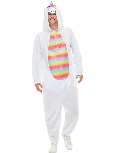 Smiffys Einhorn Kostüm, Weiß, Mit Kapuzen Jumpsuit von Smiffys