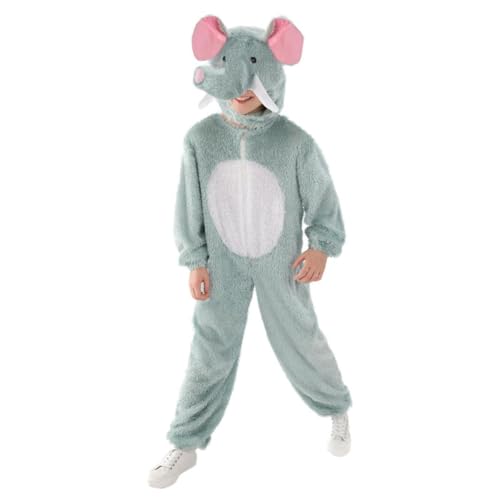 Smiffys Elefantenkostüm für Kinder, grauer Tieroverall mit Kapuze, Kind Uni Fasching Outfit, weiches Elefantenkostüm für Halloween, Welttag des Buches, lustiges Verkleiden, Tierkostüm für Kinder von Smiffys