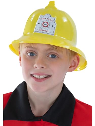 Smiffys Kinder Jungen Feuerwehrmann Hut, One Size, Gelb, 26116 von Smiffys