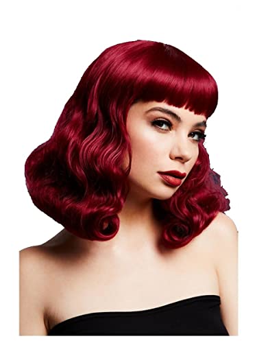 Smiffys Fever Bettie Perücke mit kurzem Pony, Pflaume, Wellig und schulterlang mit Mittelscheitel, 32cm Smiffys Fever Bettie Perücke mit kurzem Pony, Pflaume, Wellig und schulterlang mit Mittelscheitel, 32cm von Smiffys