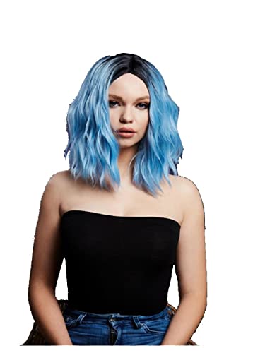 Smiffys Fever Cara Perücke, zweifarbig, Babyblau, Gewellter langer Bob, Mittelscheitel, 33cm Smiffys Fever Cara Perücke, zweifarbig, Babyblau, Gewellter langer Bob, Mittelscheitel, 33cm von Smiffys