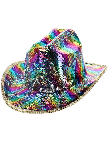 Smiffys Fever-Deluxe-Pailletten-Cowgirl-Hut, Regenbogen Smiffys Fever-Deluxe-Pailletten-Cowgirl-Hut, Regenbogen von Smiffys