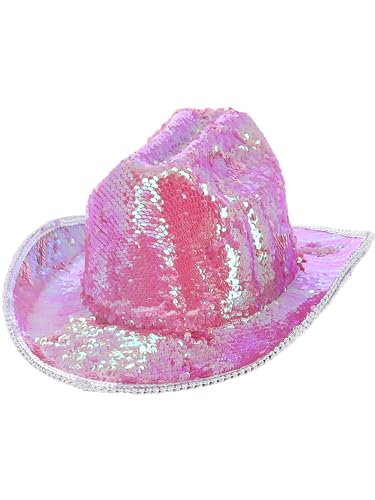 Smiffys Fever-Deluxe-Pailletten-Cowgirl-Hut, schillerndes Pink von Smiffys