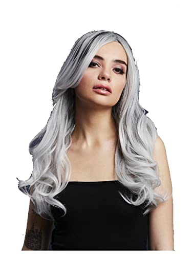 Fever Khloe Wig, True Blend, Ice Silver - Fever Khloe Wig, True Blend, Ice Silver, Long Wave, Centre Parting, 66cm/ 26in - von Smiffys