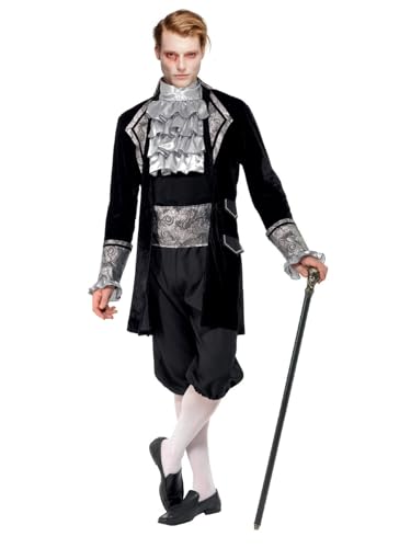 Smiffys Fever Kollektion, Barock Vampir Herrenkostüm, mit Jacke, Hose, Krawatte und Kummerbund Smiffys Fever Kollektion, Barock Vampir Herrenkostüm, mit Jacke, Hose, Krawatte und Kummerbund von Smiffys