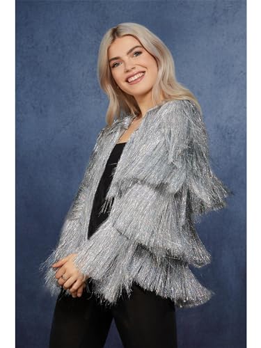 Smiffys Fever Lametta Festival Jacke, Silber von Smiffys