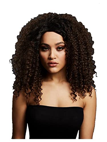 Smiffys Fever Lizzo Perücke, Dunkelbraun, Kurz mit großen Locken, Mittelscheitel, 40cm Smiffys Fever Lizzo Perücke, Dunkelbraun, Kurz mit großen Locken, Mittelscheitel, 40cm von Smiffys