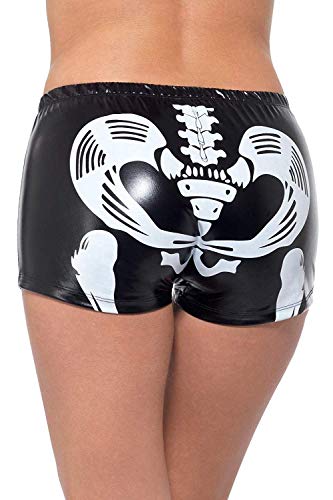 Fever Miss Skeleton Whiplash Hotpants, Black, Wetlook, (L) von Smiffys