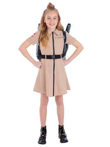 Smiffys Ghostbusters Mädchen Kostüm Kleid mit Gürtel, offizielles Lizenzprodukt, Filmoutfit für Halloween-Partys, Rollenspiele, Buchwoche, Alter 4–6 Jahre von Smiffys