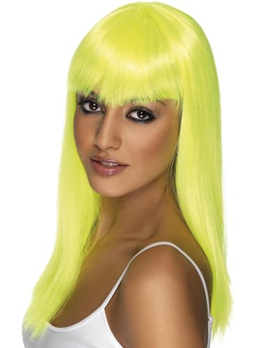 Smiffys Glamourama Perücke, Neon-Gelb, Lang, Glatt mit Pony von Smiffys