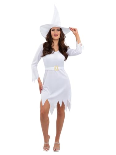 Smiffys Good White Witch Costume with Dress & Hat, Halloween Adult Fancy Dress, Witch Dress Up Costumes Smiffys Good White Witch Costume with Dress & Hat, Halloween Adult Fancy Dress, Witch Dress Up Costumes von Smiffys