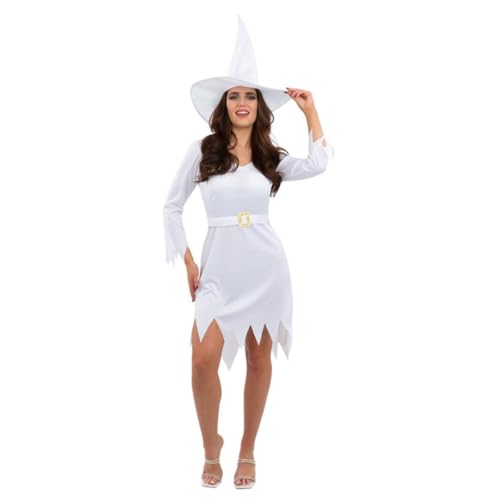 Smiffys Good White Witch Costume with Dress & Hat, Halloween Adult Fancy Dress, Witch Dress Up Costumes Smiffys Good White Witch Costume with Dress & Hat, Halloween Adult Fancy Dress, Witch Dress Up Costumes von Smiffys