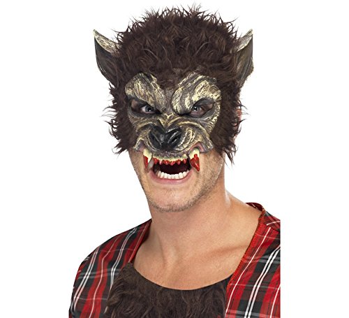 Smiffys Halloween- Maske Werwolf Kostümaccessoire braun-beige-rot von Smiffys