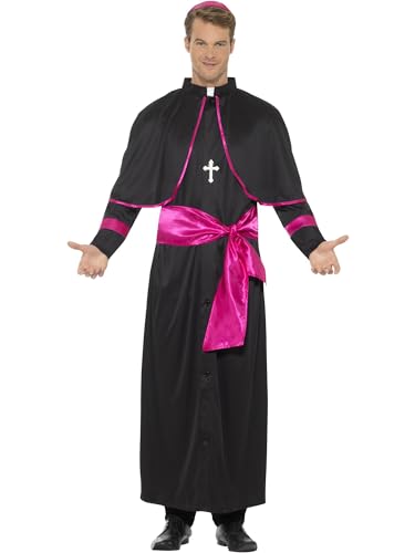 Smiffys Kardinalskostüm, Schwarz, mit Robe, vorgetäuschtem Gürtel, Kopfbedeckung und Kreuzkette Smiffys Kardinalskostüm, Schwarz, mit Robe, vorgetäuschtem Gürtel, Kopfbedeckung und Kreuzkette von Smiffys
