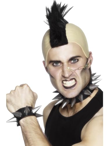 Smiffys Punk Halsband und Armband, Weiches Gummi von Smiffys