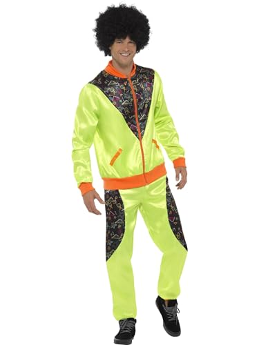 Smiffys Retro Trainingsanzug Kostüm, Herren, Neongrü?n, mit Jacke und Hose von Smiffys