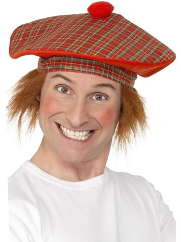 Deluxe Tam-O-Shanter Hat, Red, with Hair von Smiffys