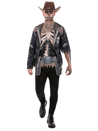 Smiffys Herren Skelett Cowboy Kostüm mit Top Halstuch und Holster Gürtel Halloween Fasching Wild West Horror Outfit Medium Smiffys Herren Skelett Cowboy Kostüm mit Top Halstuch und Holster Gürtel Halloween Fasching Wild West Horror Outfit Medium von Smiffys