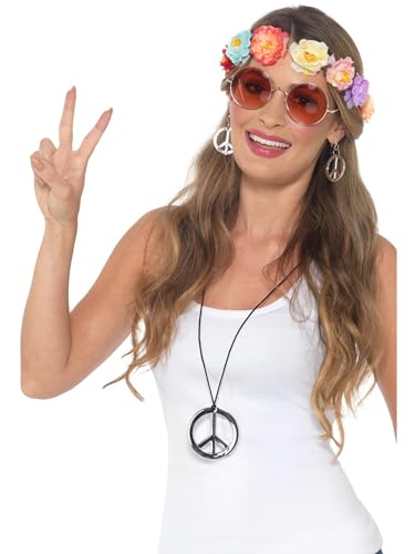 Smiffys Hippie Festival Kit, Mehrfarbig, Blütenstirnband, Brille, Medaillon & Ohrringe Smiffys Hippie Festival Kit, Mehrfarbig, Blütenstirnband, Brille, Medaillon & Ohrringe von Smiffys