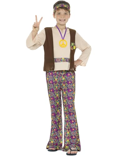 Smiffys Hippie-Jungenkostüm, Mehrfarbig, mit Oberteil, befestigter Weste, Hose, Anhänger und Kopfband Smiffys Hippie-Jungenkostüm, Mehrfarbig, mit Oberteil, befestigter Weste, Hose, Anhänger und Kopfband von Smiffys