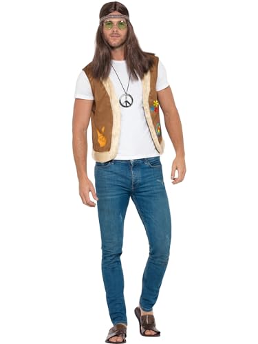 Smiffys Hippie-Weste, Unisex, Braun, mit CND-Aufdruck & Pelzbesatz Smiffys Hippie-Weste, Unisex, Braun, mit CND-Aufdruck & Pelzbesatz von Smiffys