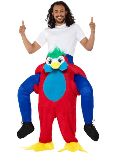 Smiffys Huckepack-Papagei-Kostüm, Mehrfarbig, Overall mit Beinattrappen von Smiffys