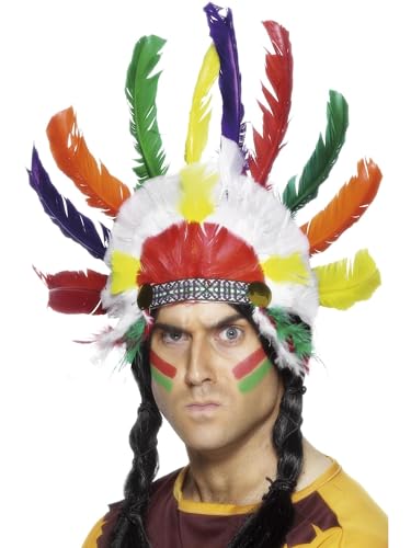 Smiffys Indianer-Kopfschmuck von amerikanischen Ureinwohnnern inspiriert, Mehrfarbig, Sitting Bull Smiffys Indianer-Kopfschmuck von amerikanischen Ureinwohnnern inspiriert, Mehrfarbig, Sitting Bull von Smiffys