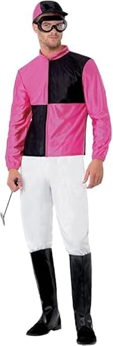 Smiffys Jockey-Kostüm, rosa und schwarz, Oberteil, Hose, Stiefelüberzüge, Hut und Brille, Symbole und Idole, Verkleidung für Erwachsene, Größe XXL Smiffys Jockey-Kostüm, rosa und schwarz, Oberteil, Hose, Stiefelüberzüge, Hut und Brille, Symbole und Idole, Verkleidung für Erwachsene, Größe XXL von Smiffys