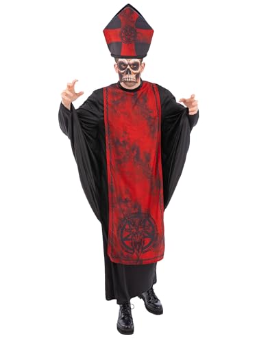 Smiffys Kardinalsünde Kostüm für Herren mit rotem Robe-Hut und Totenkopf-Maske, Halloween-Kostüm, Finsterer Priester, Horror-Kostüm, Größe M Smiffys Kardinalsünde Kostüm für Herren mit rotem Robe-Hut und Totenkopf-Maske, Halloween-Kostüm, Finsterer Priester, Horror-Kostüm, Größe M von Smiffys