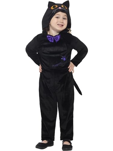 Smiffys Katzenkostüm für Kleinkinder, Schwarz, mit Overall mit Kapuze und Augen in 3D-Druck Smiffys Katzenkostüm für Kleinkinder, Schwarz, mit Overall mit Kapuze und Augen in 3D-Druck von Smiffys