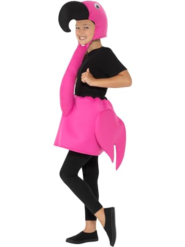 Kids Flamingo Costume, Pink, with Tabard & Hooded Neckpiece von Smiffys